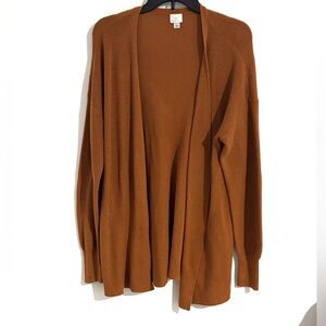 a new day Size L Caramel Brown Women's Soft Cotton Blend Open Front Cardigan